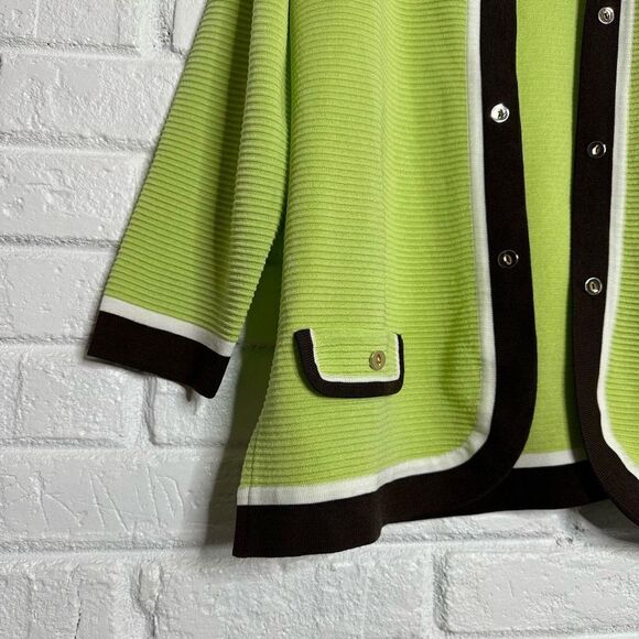 Exclusively Misook Open Front Jacket Cardigan Green Brown size Small - Picture 2 of 4